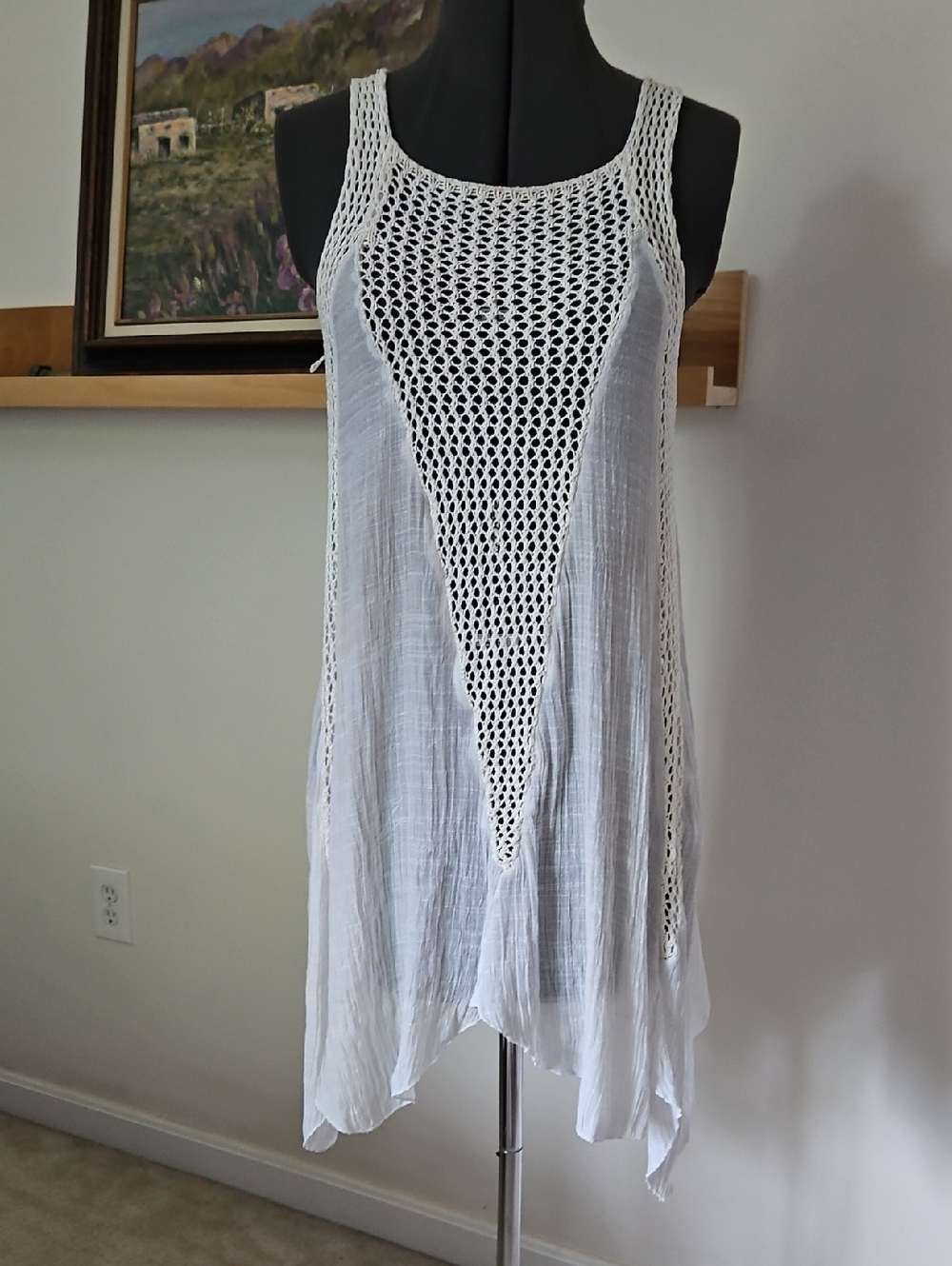 Elan White Crochet Panel Swim Coverup